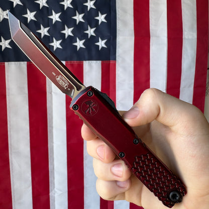 Microtech Ultratech Gen IV OTF - Half Tri-Grip Red Abrasion, M390MK Tanto - Made in USA (11234HT-1RDAA)