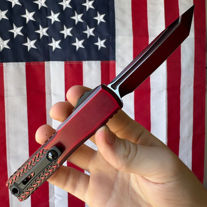 Microtech Ultratech Gen IV OTF - Half Tri-Grip Red Abrasion, M390MK Tanto - Made in USA (11234HT-1RDAA)