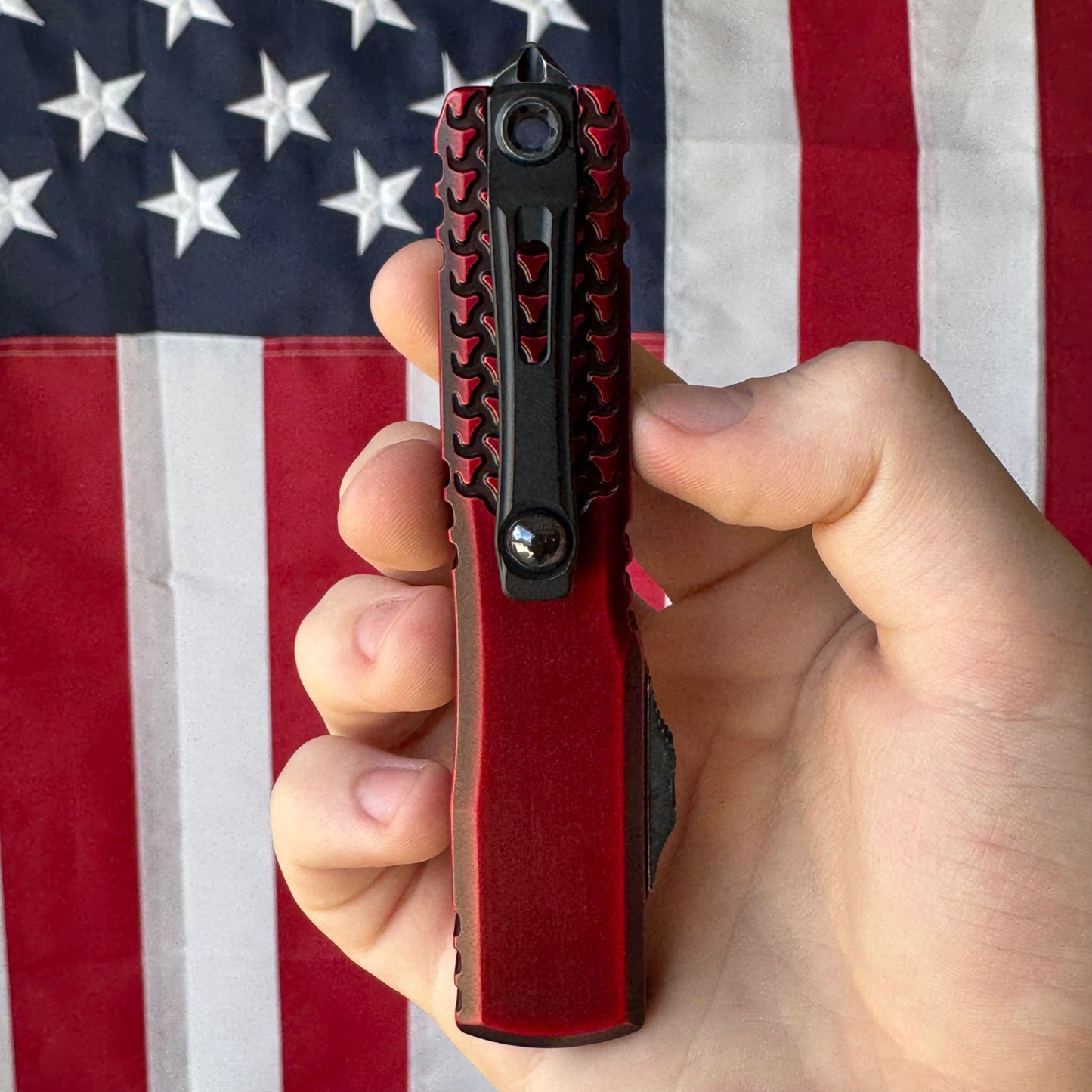 Microtech Ultratech Gen IV OTF - Half Tri-Grip Red Abrasion, M390MK Tanto - Made in USA (11234HT-1RDAA)