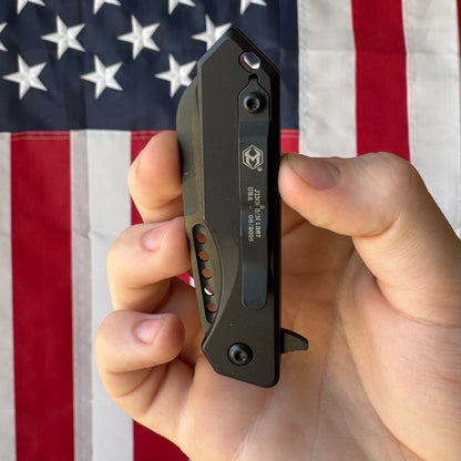 Heretic Jinn Manual - Black Tactical Aluminum, DLC MagnaCut Wharncliffe - Made in USA (H213-6A-T)
