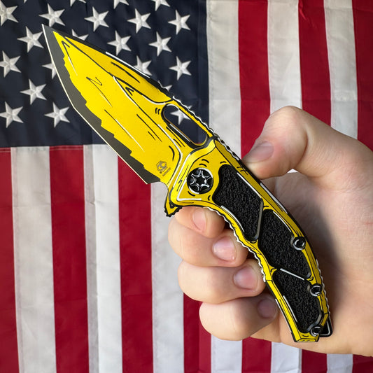Heretic Medusa Manual - Yellow Cel Shade, MagnaCut Tanto - Made in USA (H009-CS-YW)
