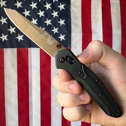 Benchmade Osborne - S90V Reverse Tanto, Taiga Green Aluminum - Made in USA (940FE-2601)