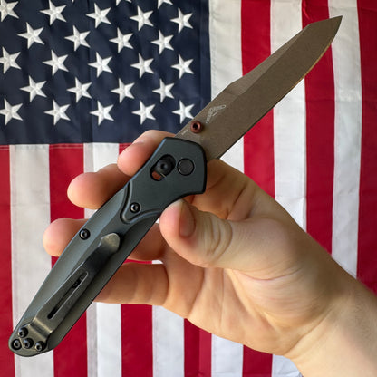 Benchmade Osborne - S90V Reverse Tanto, Taiga Green Aluminum - Made in USA (940FE-2601)