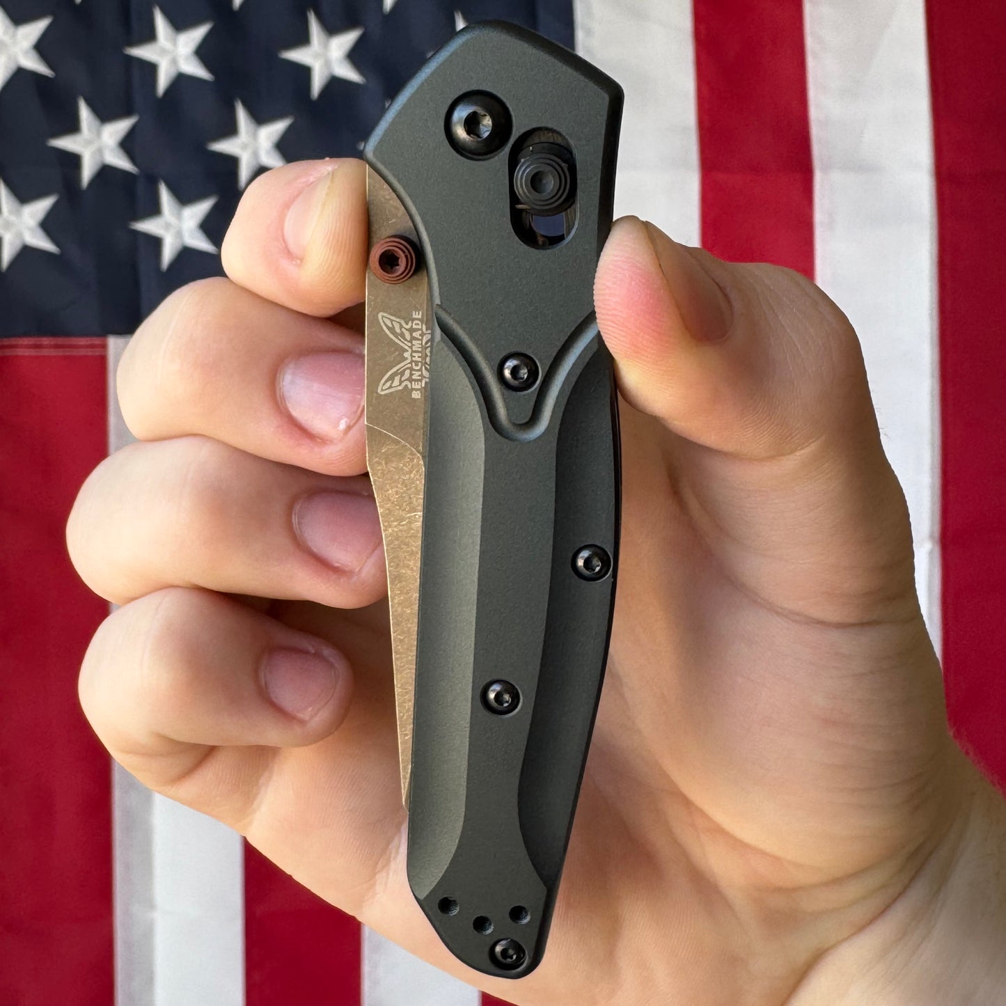 Benchmade Osborne - S90V Reverse Tanto, Taiga Green Aluminum - Made in USA (940FE-2601)