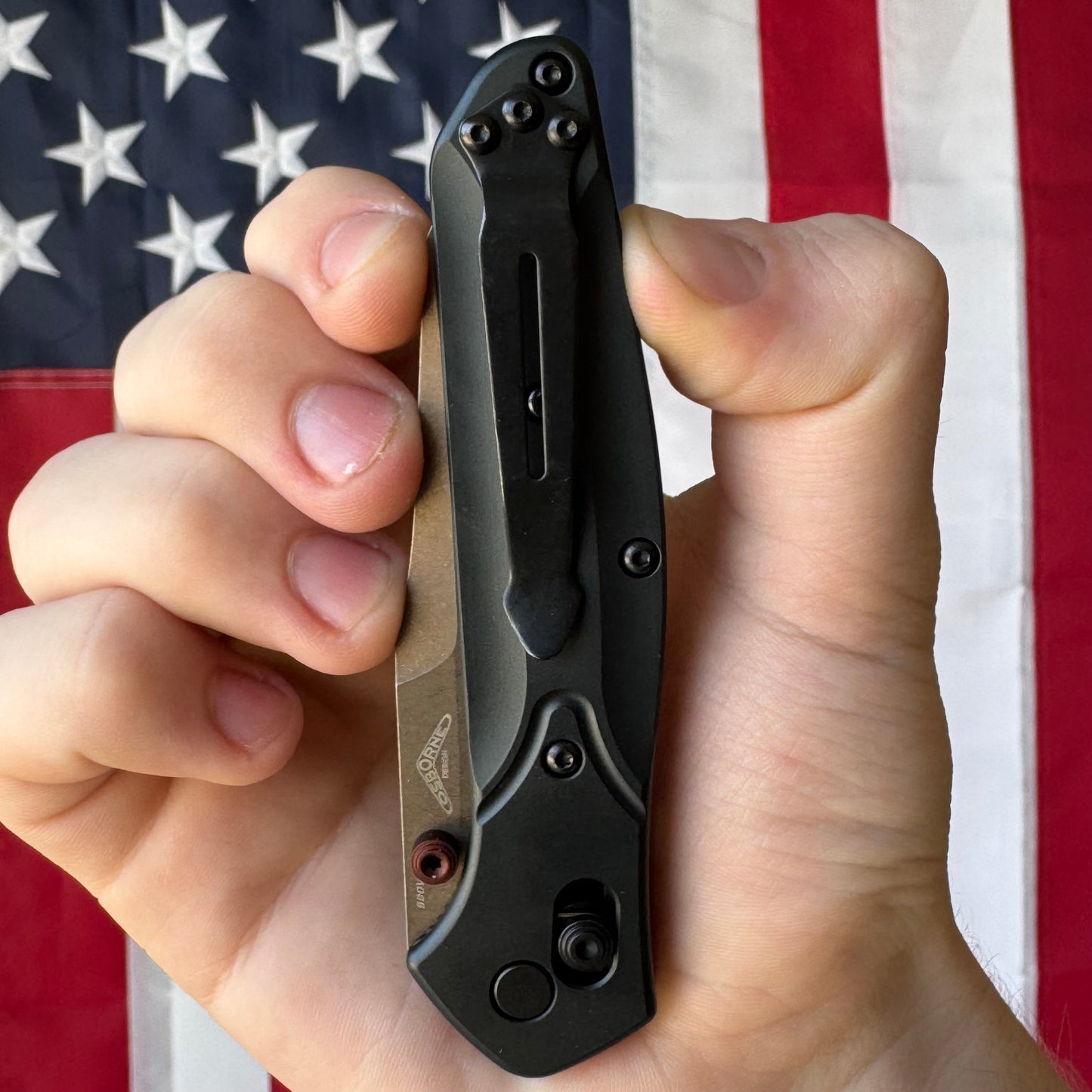 Benchmade Osborne - S90V Reverse Tanto, Taiga Green Aluminum - Made in USA (940FE-2601)
