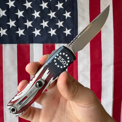 Microtech USA 250 UTX-85 Single Edge OTF - Apocalyptic M390MK - Made in USA (12314-10APS-4J250)