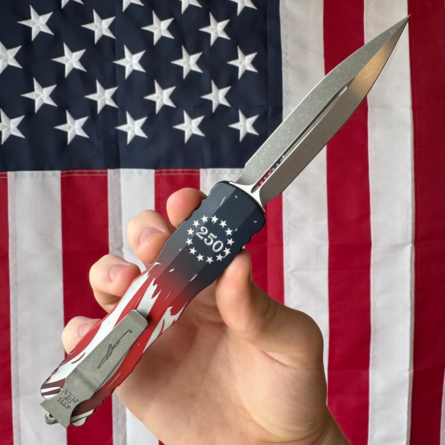 Microtech Dirac Delta OTF - Apocalyptic M390MK Dagger, 250th Anniversary Signature Series - Made in USA (227-10APS-4J250)