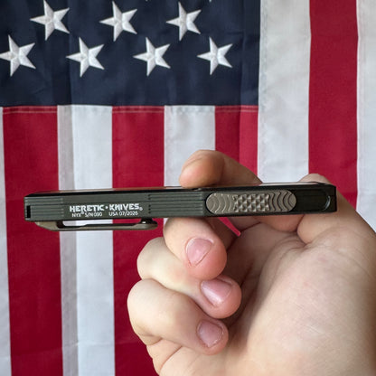 Heretic NYX OTF - Bronze Tanto MagnaCut, OD Green Ultem, Bronze Hardware - Made in USA (H015-7A-GRN-ULTEM)