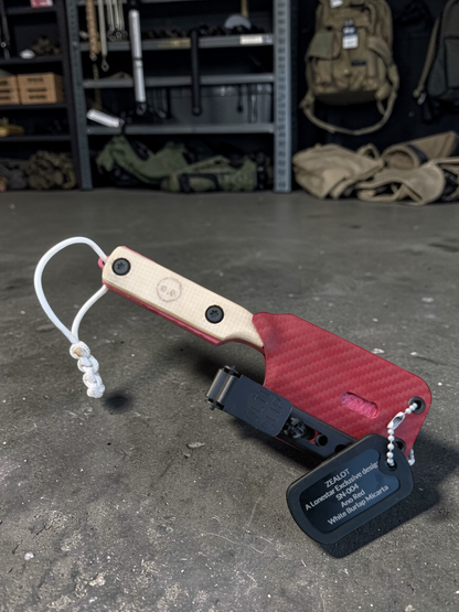 Severed Metal Works Zealot Fixed Blade – 2.5” Tanto Blade, 80CrV2 Steel, Micarta Scales – Made in USA