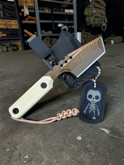 Severed Metal Works Zealot Fixed Blade – 2.5” Tanto Blade, 80CrV2 Steel, Micarta Scales – Made in USA
