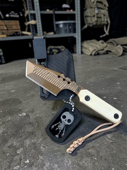 Severed Metal Works Zealot Fixed Blade – 2.5” Tanto Blade, 80CrV2 Steel, Micarta Scales – Made in USA