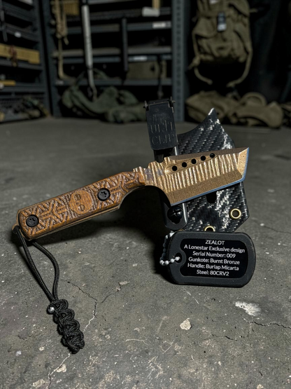 Severed Metal Works Zealot Fixed Blade – 2.5” Tanto Blade, 80CrV2 Steel, Micarta Scales – Made in USA