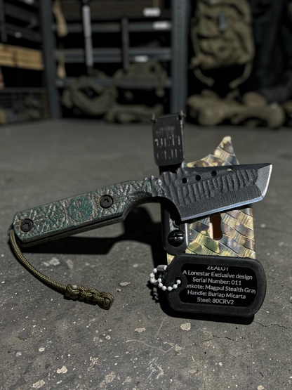 Severed Metal Works Zealot Fixed Blade – 2.5” Tanto Blade, 80CrV2 Steel, Micarta Scales – Made in USA