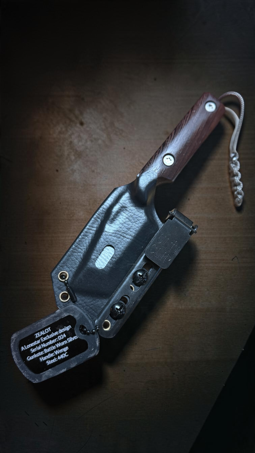 Severed Metal Works Zealot 2.5" Fixed Blade, 440C Stainless Tanto, Gunkote Finish, Kydex Sheath with UltiClip, Made in USA (SMW-ZEALOT-440C)
