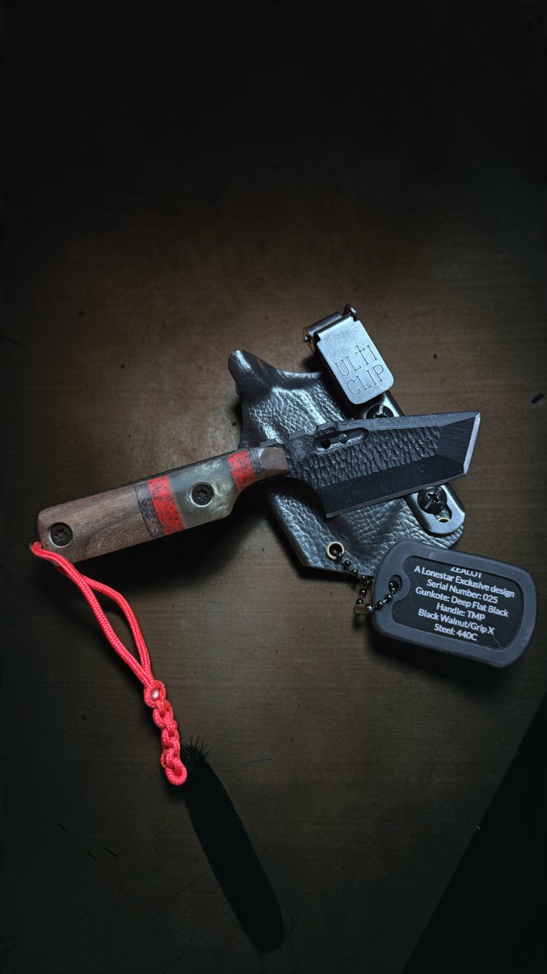 Severed Metal Works Zealot 2.5" Fixed Blade, 440C Stainless Tanto, Gunkote Finish, Kydex Sheath with UltiClip, Made in USA (SMW-ZEALOT-440C)