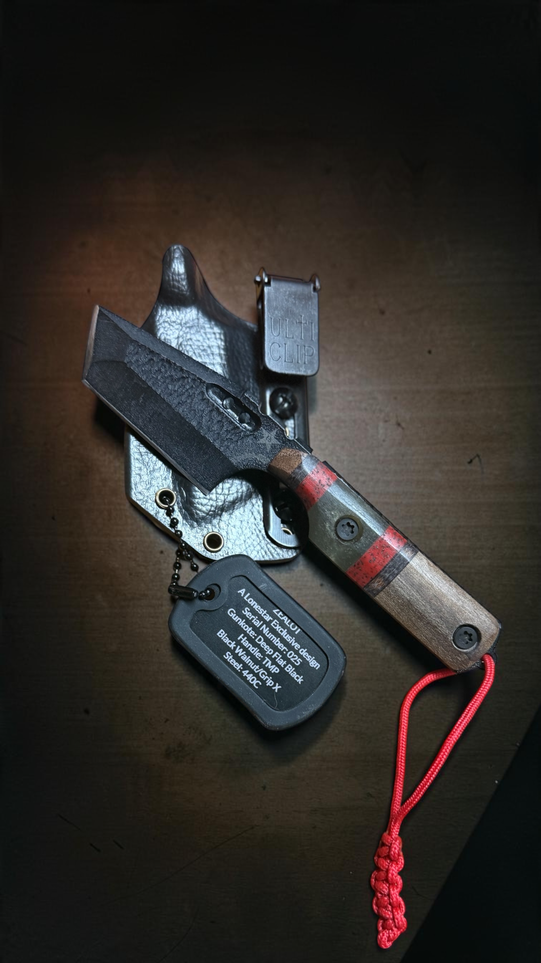 Severed Metal Works Zealot 2.5" Fixed Blade, 440C Stainless Tanto, Gunkote Finish, Kydex Sheath with UltiClip, Made in USA (SMW-ZEALOT-440C)