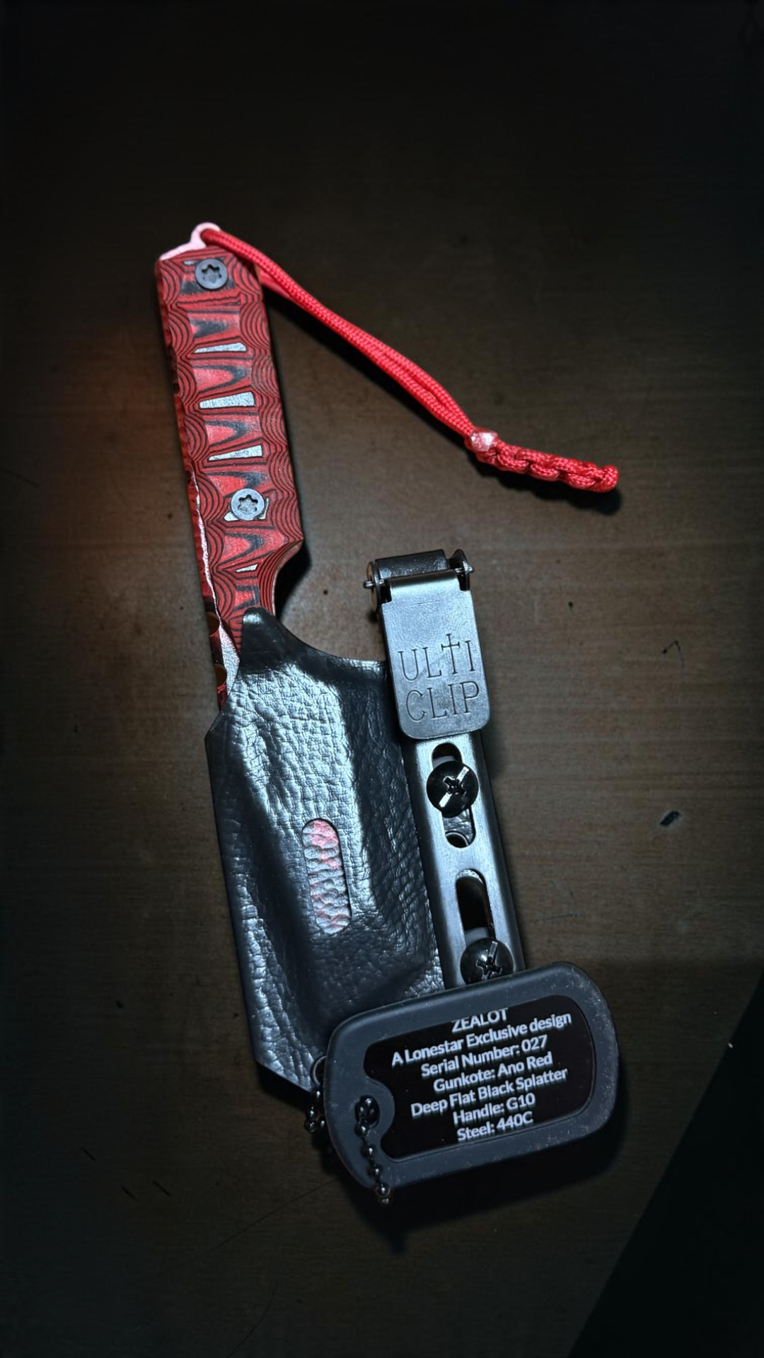 Severed Metal Works Zealot 2.5" Fixed Blade, 440C Stainless Tanto, Gunkote Finish, Kydex Sheath with UltiClip, Made in USA (SMW-ZEALOT-440C)