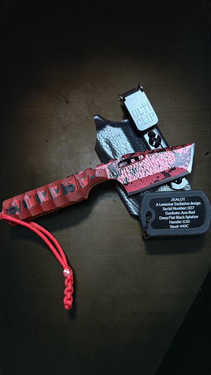 Severed Metal Works Zealot 2.5" Fixed Blade, 440C Stainless Tanto, Gunkote Finish, Kydex Sheath with UltiClip, Made in USA (SMW-ZEALOT-440C)