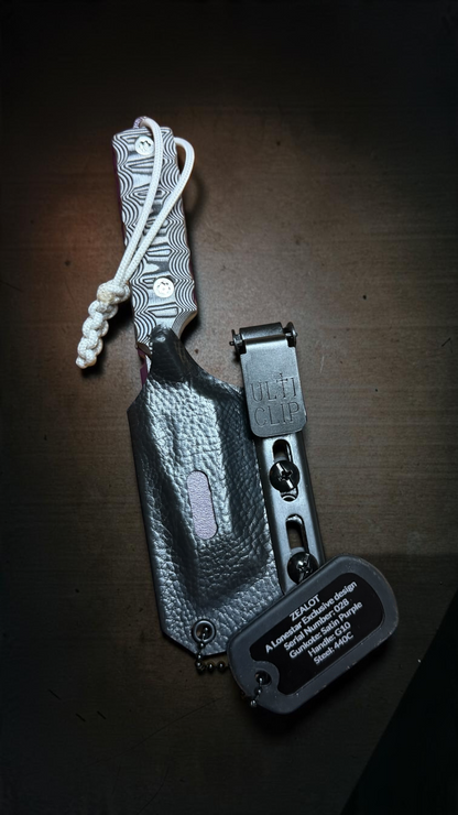 Severed Metal Works Zealot 2.5" Fixed Blade, 440C Stainless Tanto, Gunkote Finish, Kydex Sheath with UltiClip, Made in USA (SMW-ZEALOT-440C)