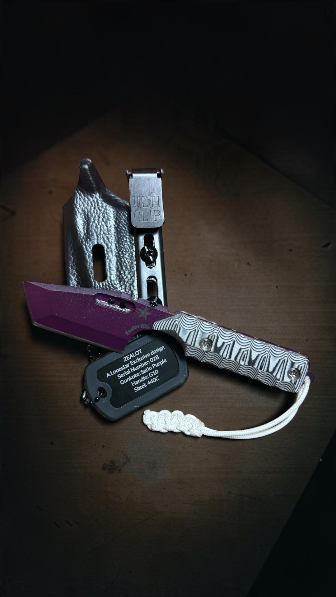 Severed Metal Works Zealot 2.5" Fixed Blade, 440C Stainless Tanto, Gunkote Finish, Kydex Sheath with UltiClip, Made in USA (SMW-ZEALOT-440C)