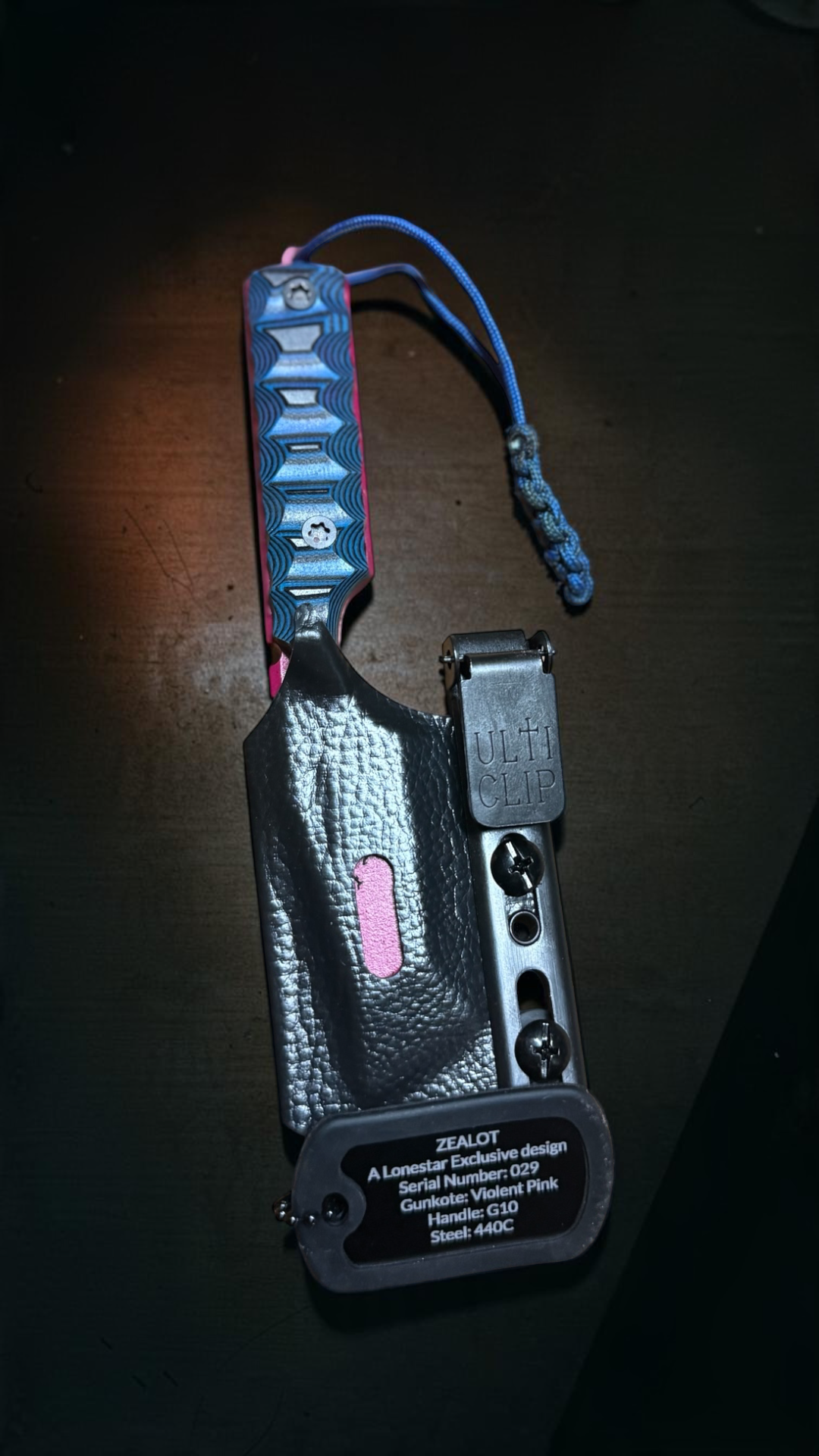 Severed Metal Works Zealot 2.5" Fixed Blade, 440C Stainless Tanto, Gunkote Finish, Kydex Sheath with UltiClip, Made in USA (SMW-ZEALOT-440C)