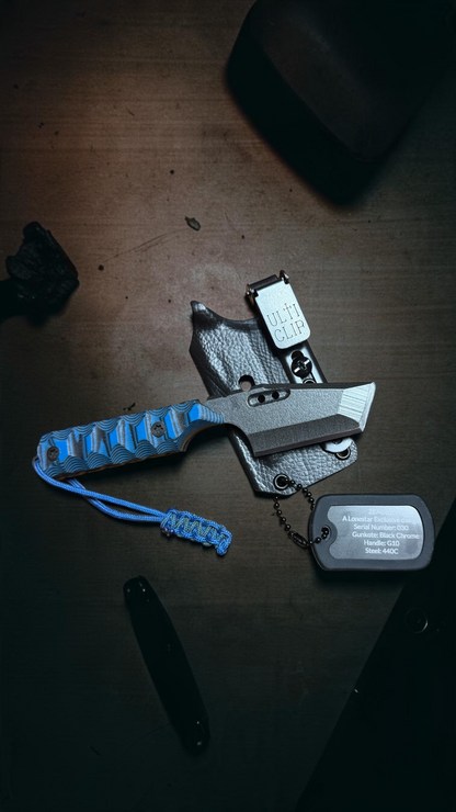 Severed Metal Works Zealot 2.5" Fixed Blade, 440C Stainless Tanto, Gunkote Finish, Kydex Sheath with UltiClip, Made in USA (SMW-ZEALOT-440C)