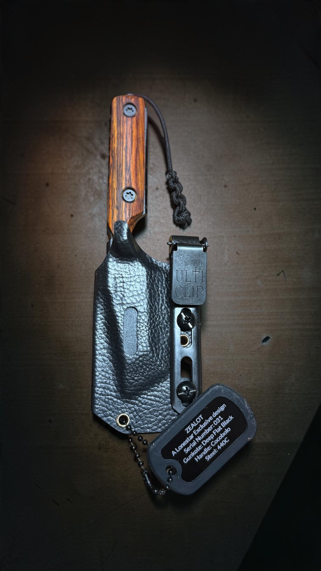 Severed Metal Works Zealot 2.5" Fixed Blade, 440C Stainless Tanto, Gunkote Finish, Kydex Sheath with UltiClip, Made in USA (SMW-ZEALOT-440C)