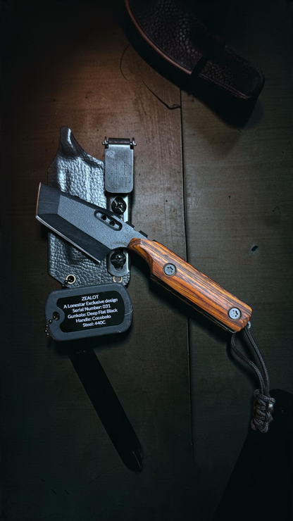 Severed Metal Works Zealot 2.5" Fixed Blade, 440C Stainless Tanto, Gunkote Finish, Kydex Sheath with UltiClip, Made in USA (SMW-ZEALOT-440C)