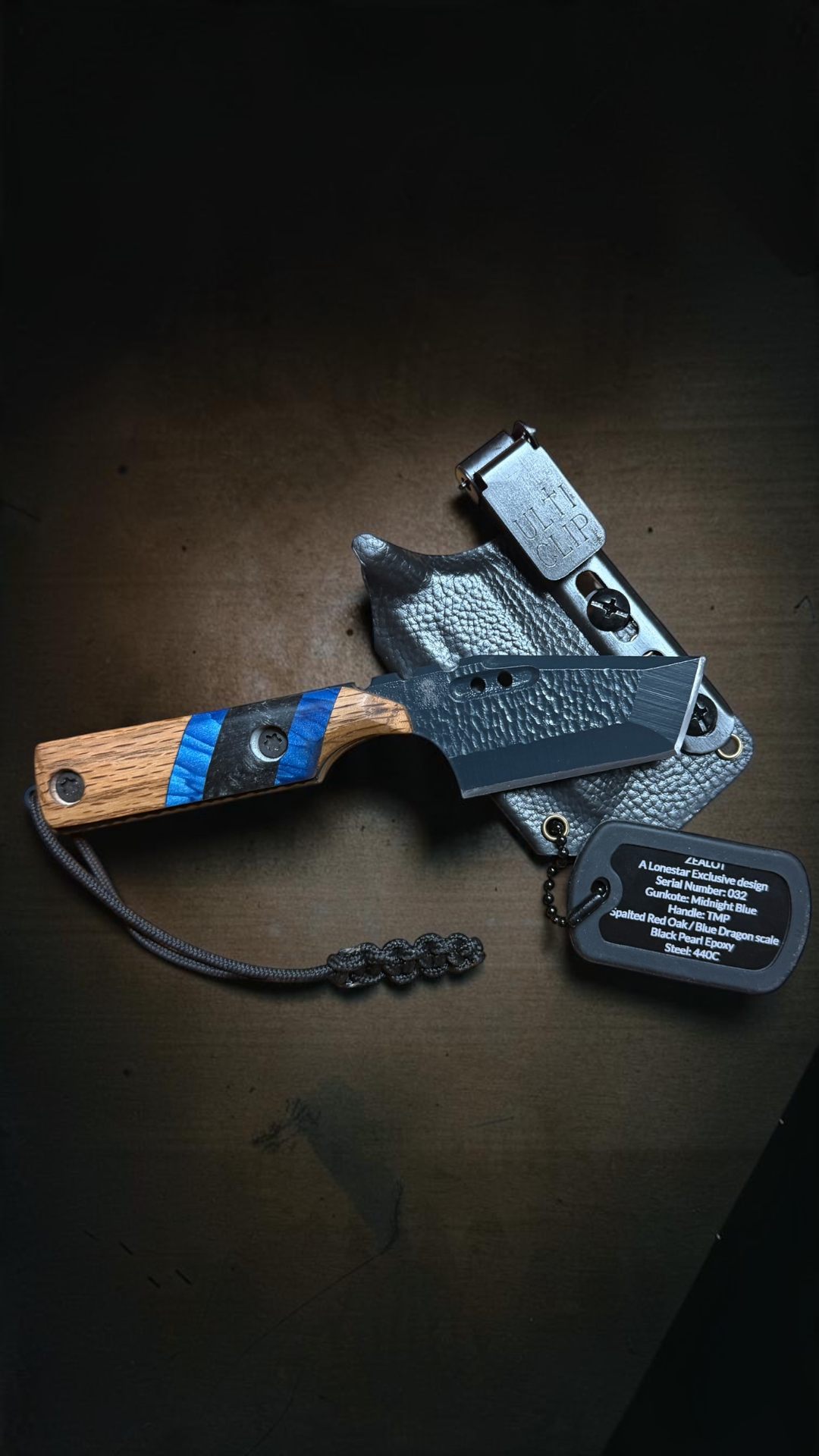 Severed Metal Works Zealot 2.5" Fixed Blade, 440C Stainless Tanto, Gunkote Finish, Kydex Sheath with UltiClip, Made in USA (SMW-ZEALOT-440C)