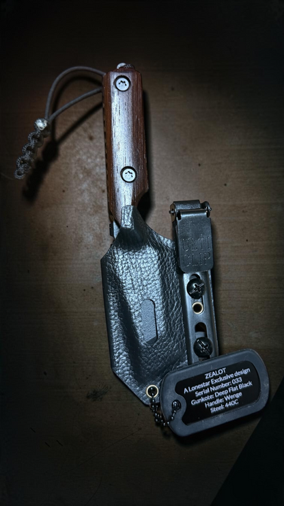 Severed Metal Works Zealot 2.5" Fixed Blade, 440C Stainless Tanto, Gunkote Finish, Kydex Sheath with UltiClip, Made in USA (SMW-ZEALOT-440C)