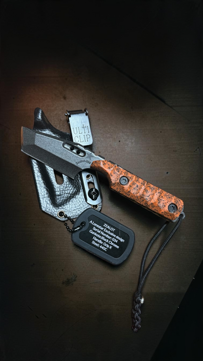 Severed Metal Works Zealot 2.5" Fixed Blade, 440C Stainless Tanto, Gunkote Finish, Kydex Sheath with UltiClip, Made in USA (SMW-ZEALOT-440C)