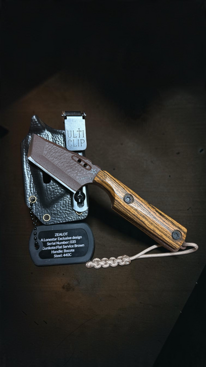 Severed Metal Works Zealot 2.5" Fixed Blade, 440C Stainless Tanto, Gunkote Finish, Kydex Sheath with UltiClip, Made in USA (SMW-ZEALOT-440C)