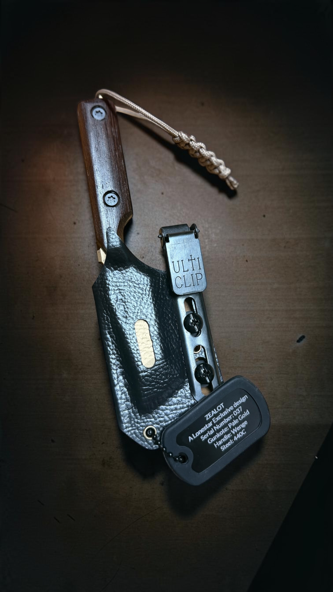 Severed Metal Works Zealot 2.5" Fixed Blade, 440C Stainless Tanto, Gunkote Finish, Kydex Sheath with UltiClip, Made in USA (SMW-ZEALOT-440C)