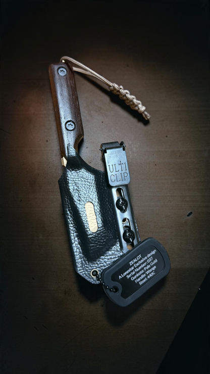 Severed Metal Works Zealot 2.5" Fixed Blade, 440C Stainless Tanto, Gunkote Finish, Kydex Sheath with UltiClip, Made in USA (SMW-ZEALOT-440C)
