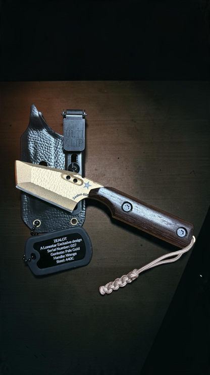 Severed Metal Works Zealot 2.5" Fixed Blade, 440C Stainless Tanto, Gunkote Finish, Kydex Sheath with UltiClip, Made in USA (SMW-ZEALOT-440C)