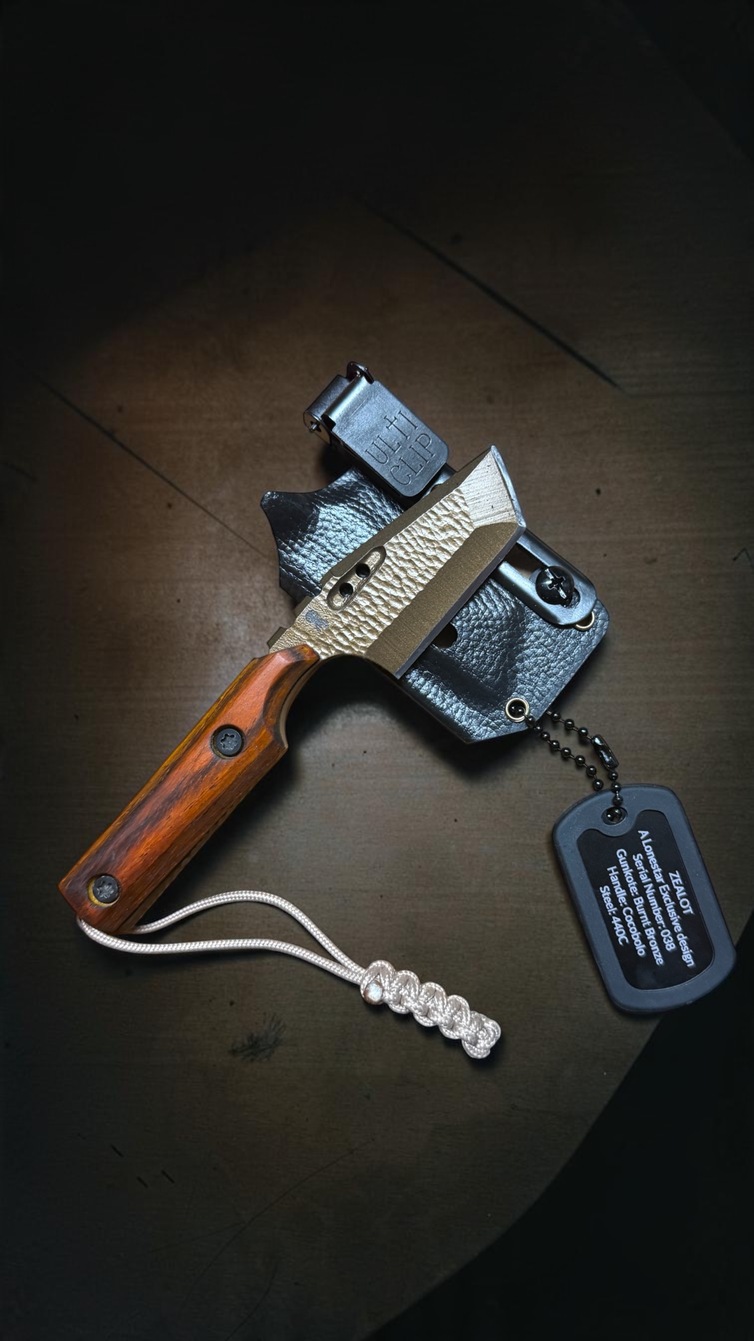 Severed Metal Works Zealot 2.5" Fixed Blade, 440C Stainless Tanto, Gunkote Finish, Kydex Sheath with UltiClip, Made in USA (SMW-ZEALOT-440C)