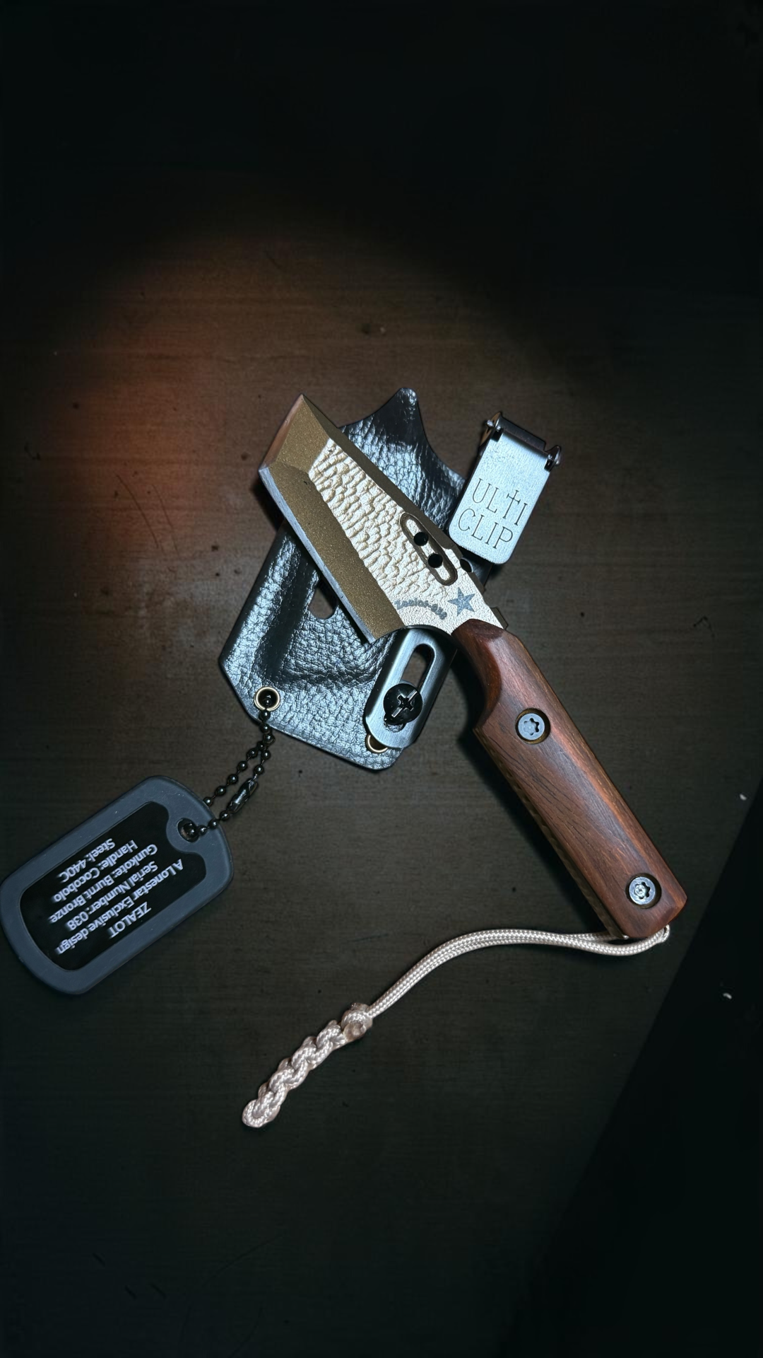 Severed Metal Works Zealot 2.5" Fixed Blade, 440C Stainless Tanto, Gunkote Finish, Kydex Sheath with UltiClip, Made in USA (SMW-ZEALOT-440C)