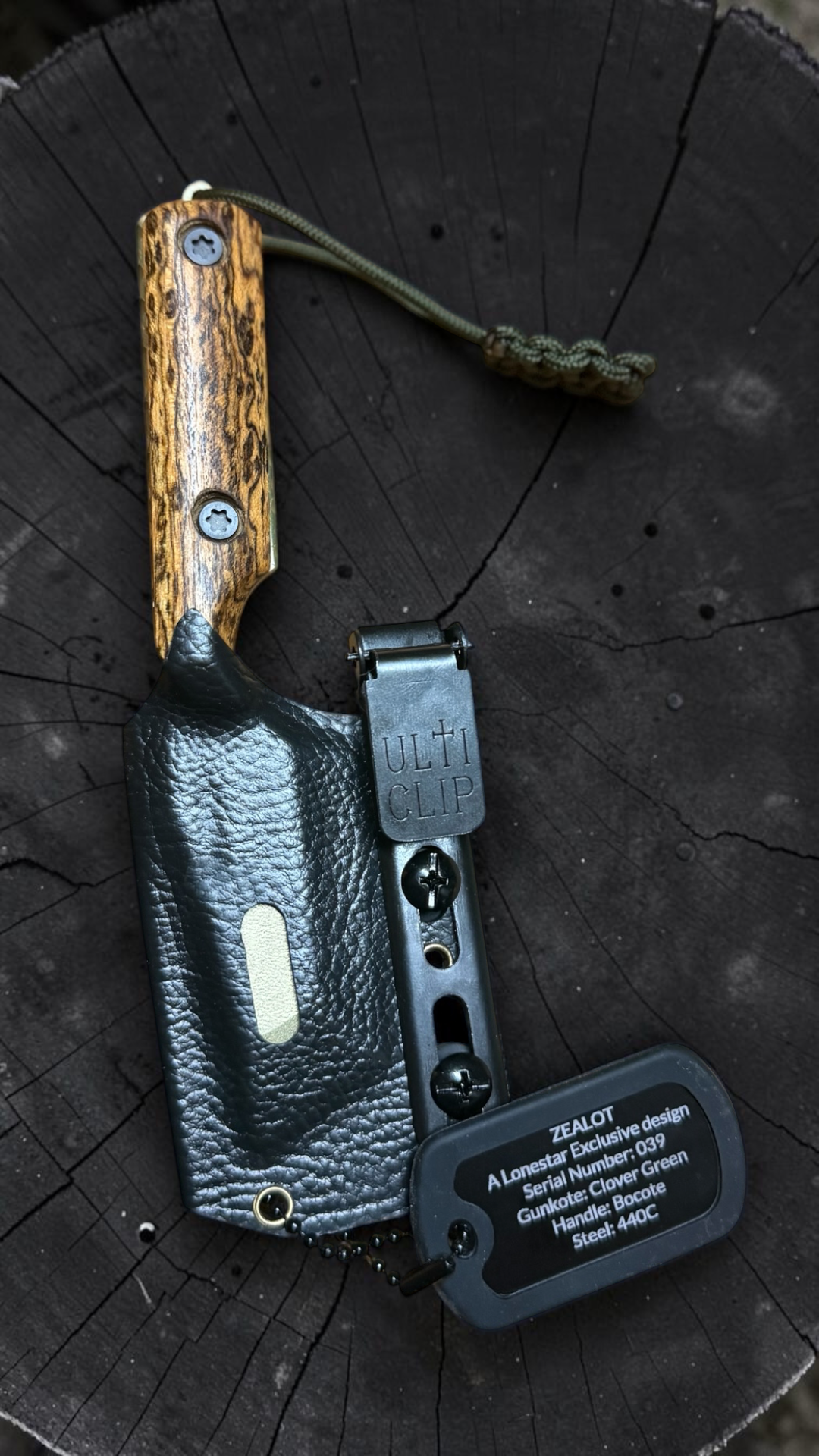 Severed Metal Works Zealot 2.5" Fixed Blade, 440C Stainless Tanto, Gunkote Finish, Kydex Sheath with UltiClip, Made in USA (SMW-ZEALOT-440C)