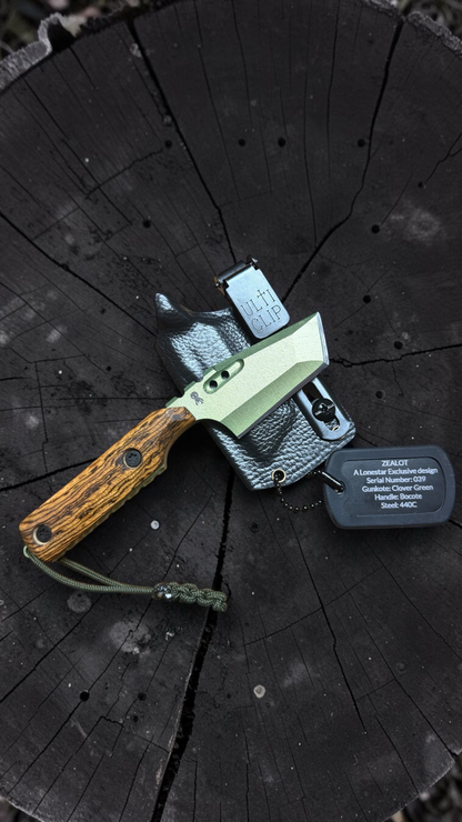 Severed Metal Works Zealot 2.5" Fixed Blade, 440C Stainless Tanto, Gunkote Finish, Kydex Sheath with UltiClip, Made in USA (SMW-ZEALOT-440C)
