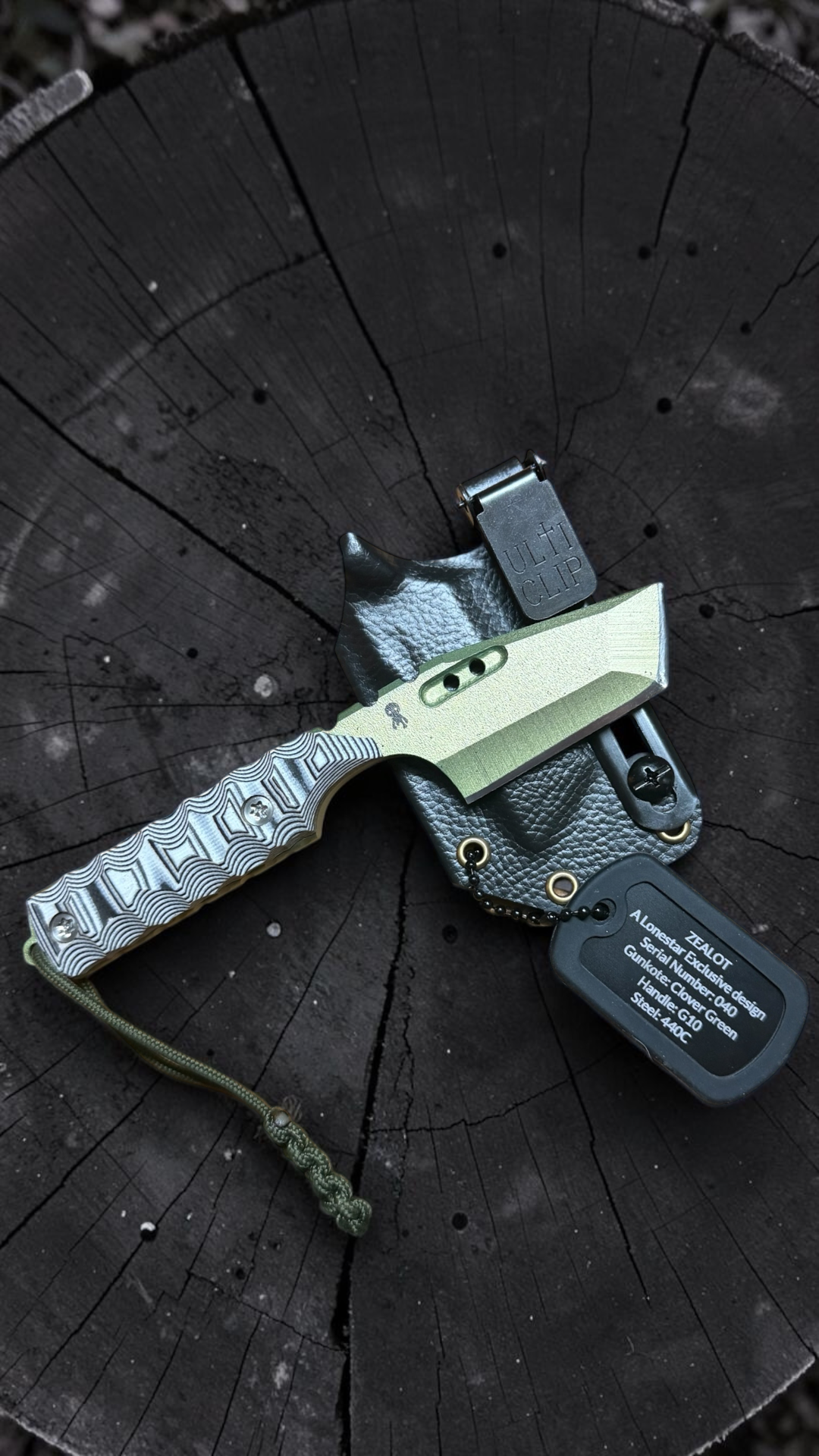 Severed Metal Works Zealot 2.5" Fixed Blade, 440C Stainless Tanto, Gunkote Finish, Kydex Sheath with UltiClip, Made in USA (SMW-ZEALOT-440C)