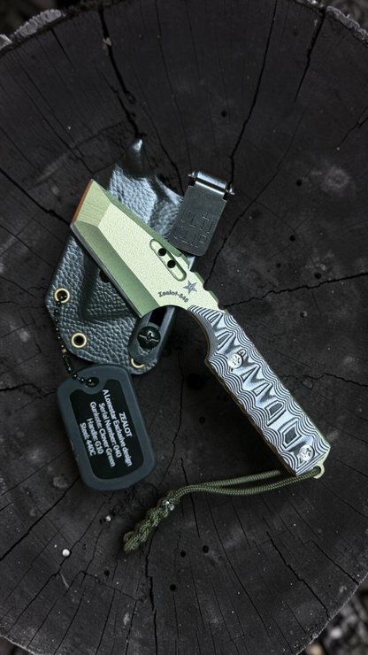 Severed Metal Works Zealot 2.5" Fixed Blade, 440C Stainless Tanto, Gunkote Finish, Kydex Sheath with UltiClip, Made in USA (SMW-ZEALOT-440C)