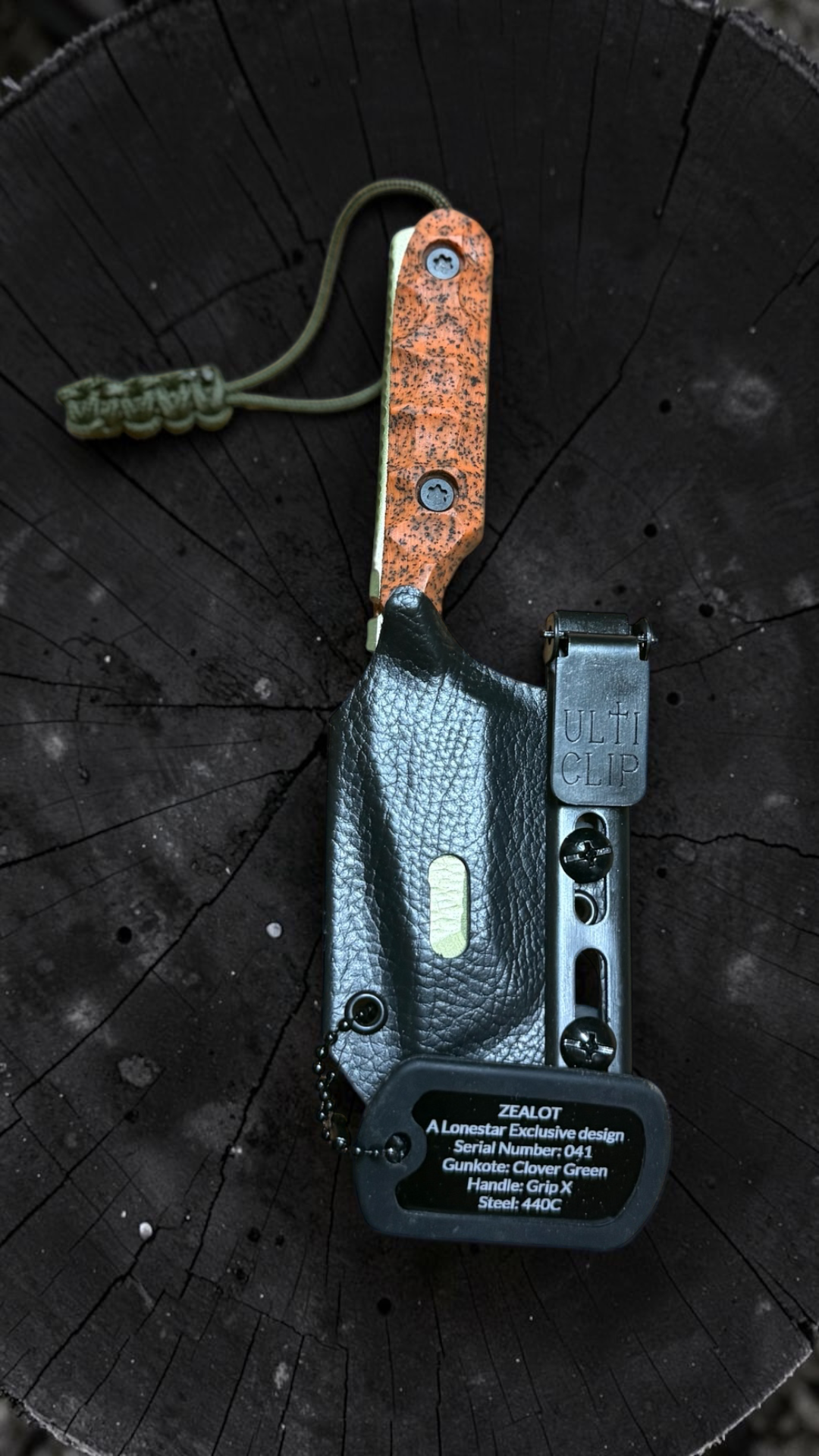Severed Metal Works Zealot 2.5" Fixed Blade, 440C Stainless Tanto, Gunkote Finish, Kydex Sheath with UltiClip, Made in USA (SMW-ZEALOT-440C)