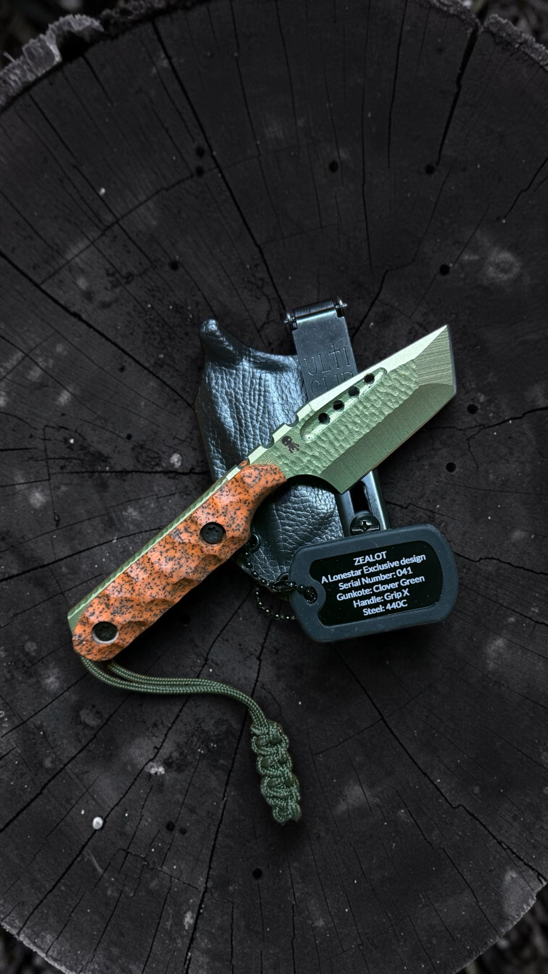 Severed Metal Works Zealot 2.5" Fixed Blade, 440C Stainless Tanto, Gunkote Finish, Kydex Sheath with UltiClip, Made in USA (SMW-ZEALOT-440C)