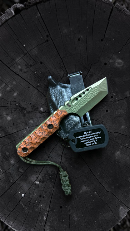 Severed Metal Works Zealot 2.5" Fixed Blade, 440C Stainless Tanto, Gunkote Finish, Kydex Sheath with UltiClip, Made in USA (SMW-ZEALOT-440C)