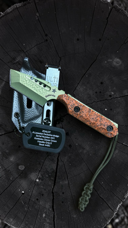 Severed Metal Works Zealot 2.5" Fixed Blade, 440C Stainless Tanto, Gunkote Finish, Kydex Sheath with UltiClip, Made in USA (SMW-ZEALOT-440C)
