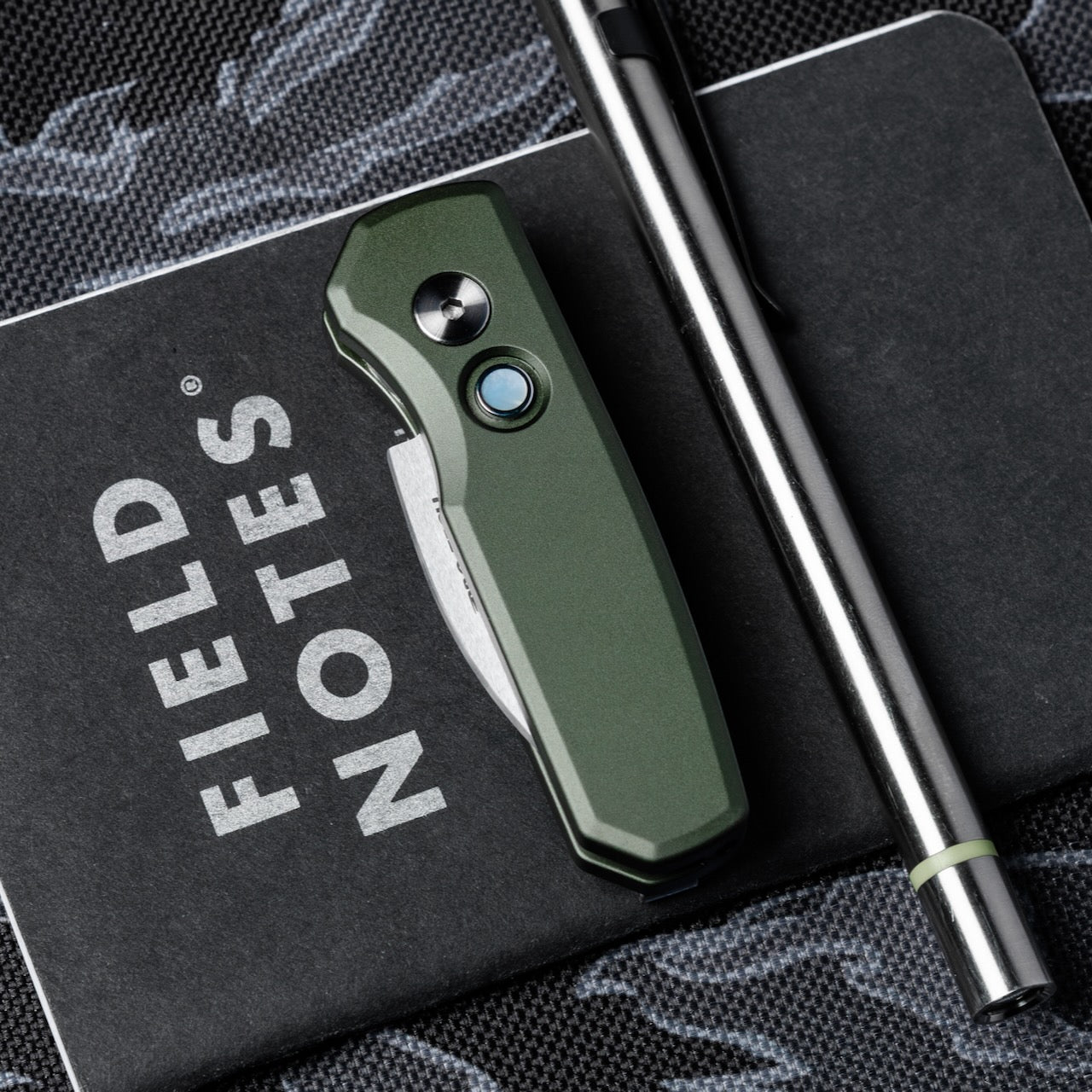 Pro-Tech Runt 5 Green Limited Edition, 2" Satin MagnaCut Wharncliffe Auto, Pearl Button, Made in USA (R5300-LTD Green)