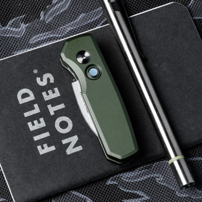 Pro-Tech Runt 5 Green Limited Edition, 2" Satin MagnaCut Wharncliffe Auto, Pearl Button, Made in USA (R5300-LTD Green)