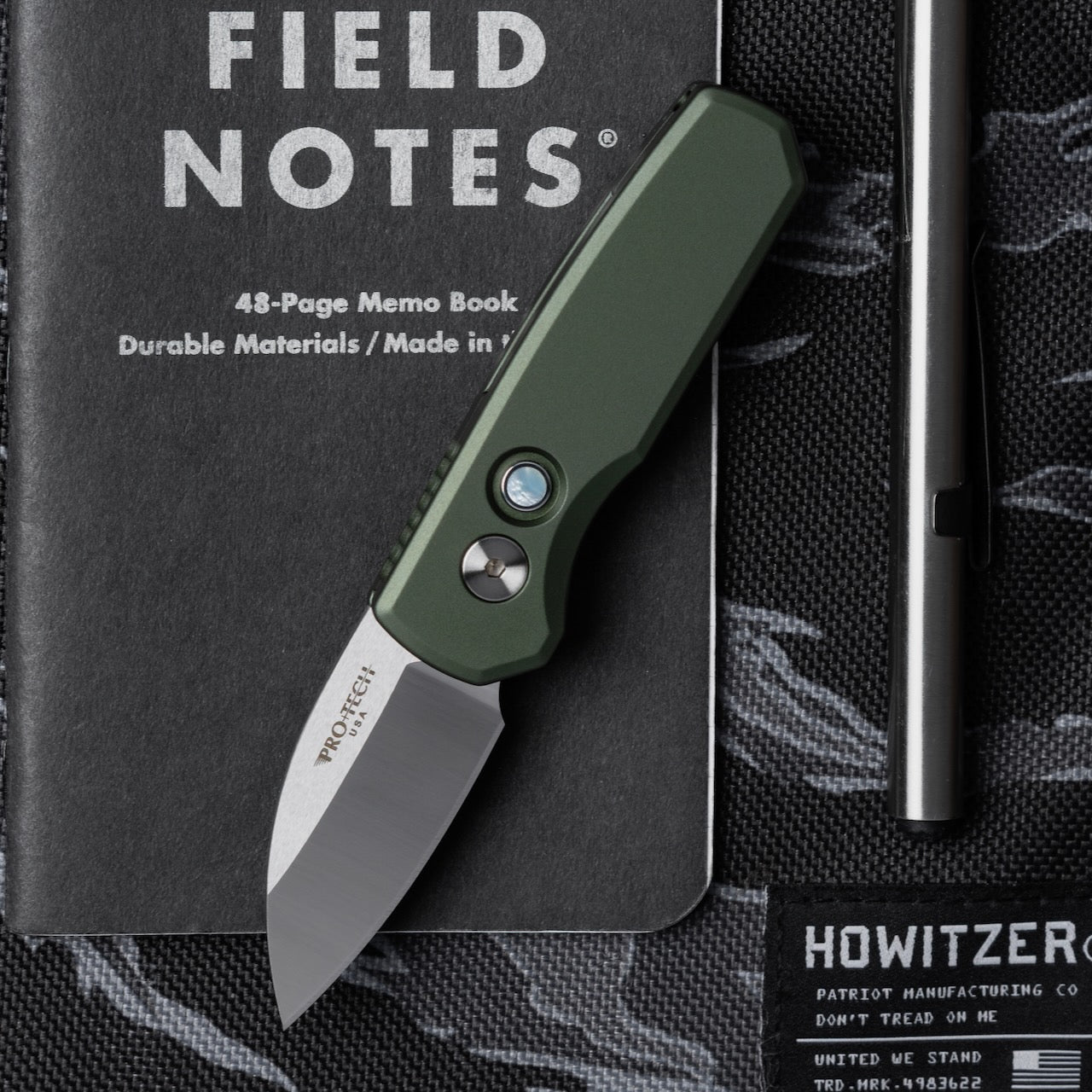 Pro-Tech Runt 5 Green Limited Edition, 2" Satin MagnaCut Wharncliffe Auto, Pearl Button, Made in USA (R5300-LTD Green)