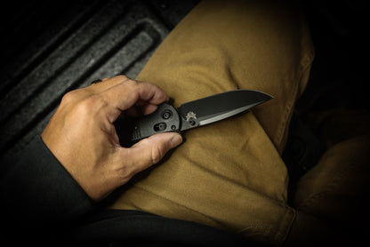 Benchmade Redoubt 3.55" AXIS Lock – Black Grivory, CPM-D2 Black Cerakote Drop Point – Made in USA (430BK-02)