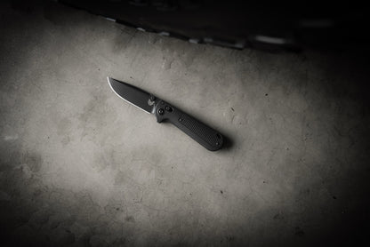 Benchmade Redoubt 3.55" AXIS Lock – Black Grivory, CPM-D2 Black Cerakote Drop Point – Made in USA (430BK-02)